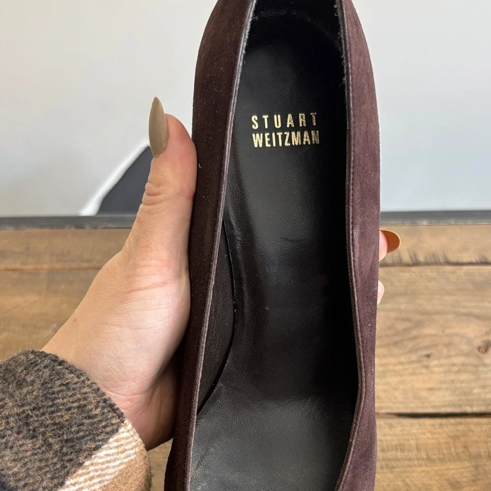 Stuart Weitzman Dark Brown Suede Heels - Picture 7 of 8